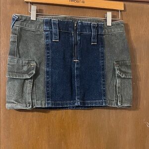 True Religion Denim Mini Skirt - Blue and Gray